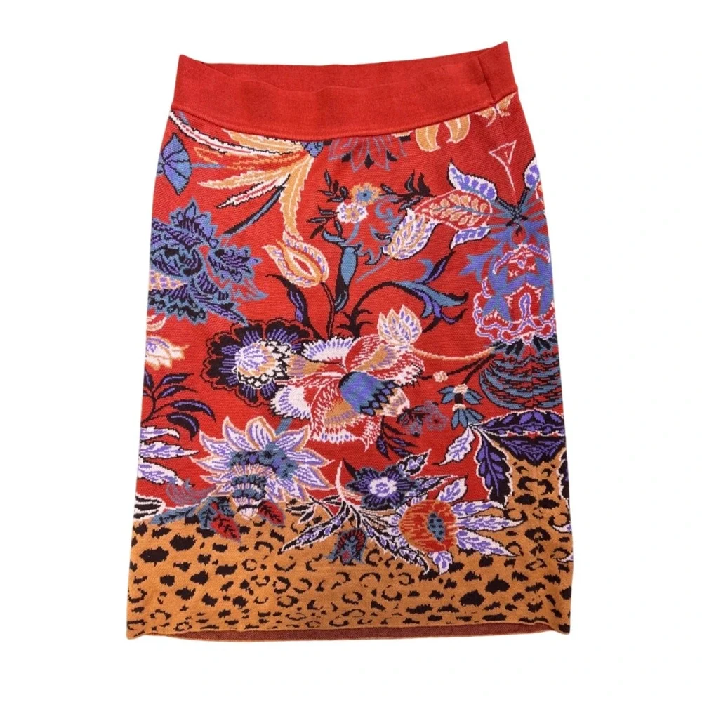 Maeve Anthropologie Delphinia Leopard Knit Pencil Skirt Women's Large